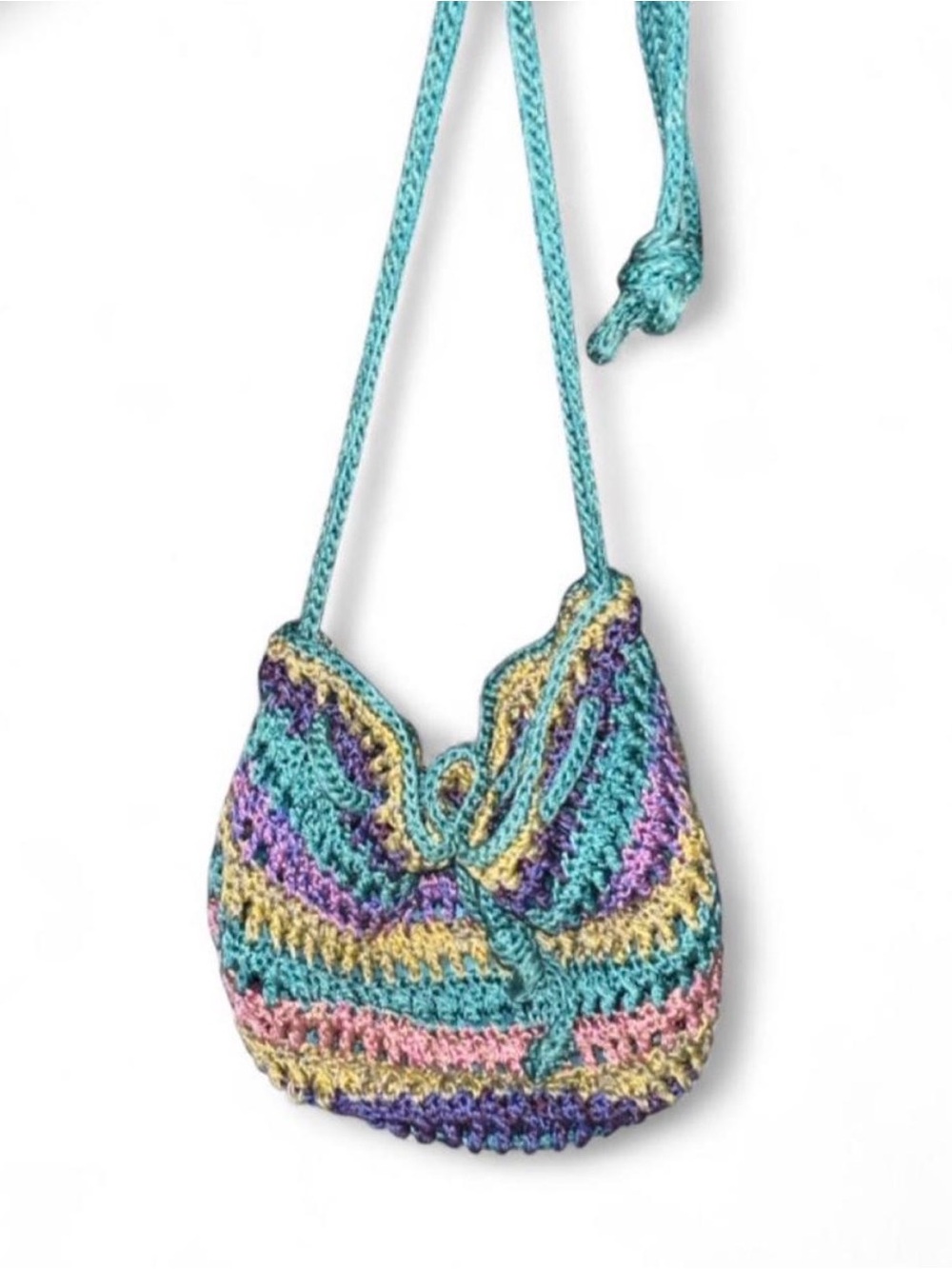Vintage Mudd y2k multicolored crochet bucket bag